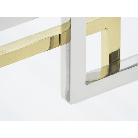 Image 1 of Paire de bouts de canapé vintage en chrome et laiton par Guy Lefevre pour Maison Jansen, 1970