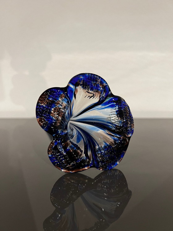 Image 1 of Verre d'art, Fleur bleue