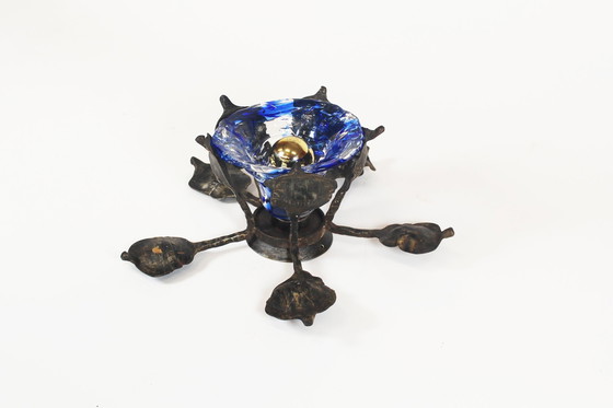 Image 1 of 1X Lampe murale brutaliste en fer et verre