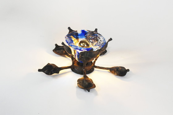 Image 1 of 1X Lampe murale brutaliste en fer et verre