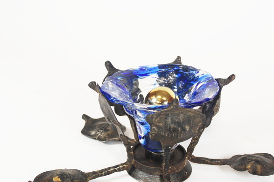 Image 1 of 1X Lampe murale brutaliste en fer et verre