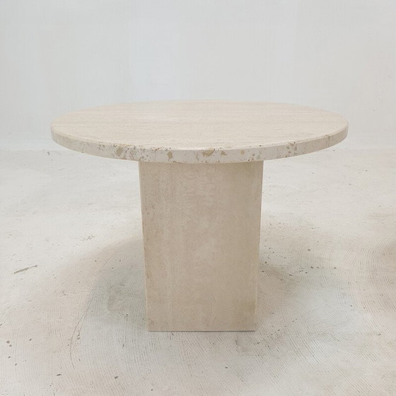 Image 1 of Paire de tables d'appoint en travertin italien, 1980