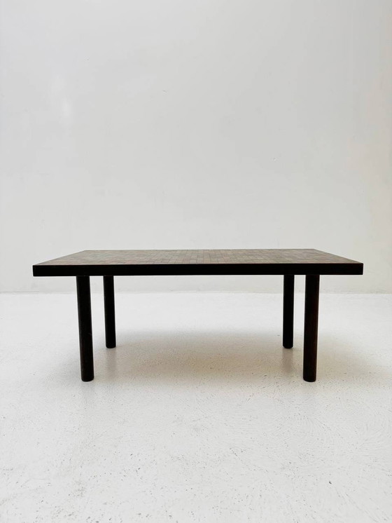 Image 1 of Table de salle à manger et de salon en mosaïque de bois de Dieter Wäckerlin pour Idealheim, 1970