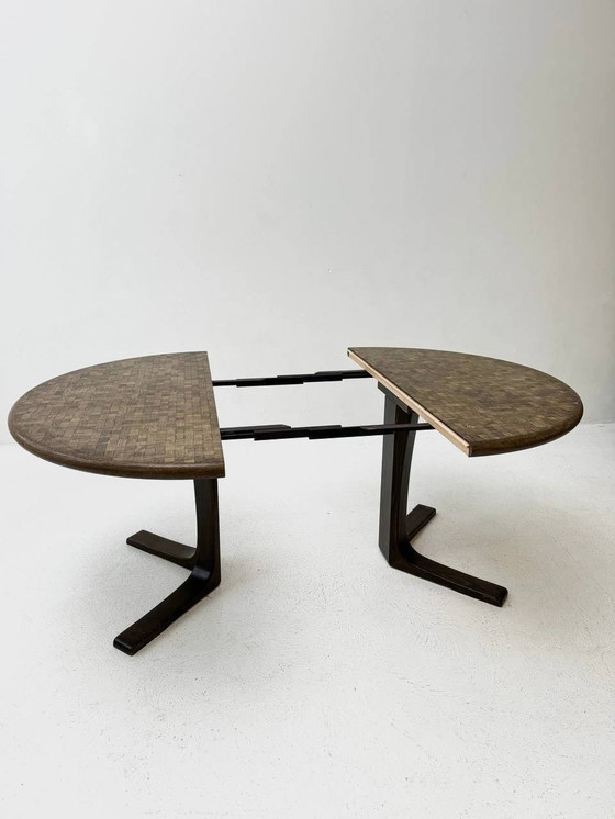 Image 1 of Table de salle à manger et de salon en mosaïque de bois de Dieter Wäckerlin pour Idealheim, 1970