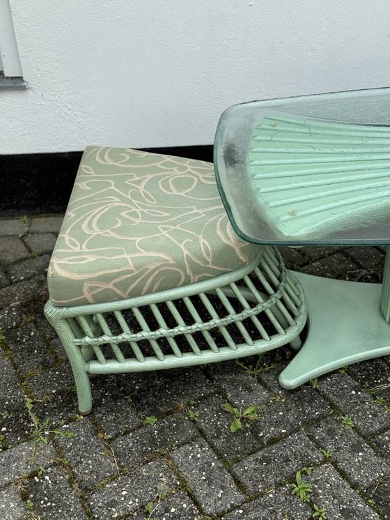 Image 1 of Table et tabouret réglables en bois vintage