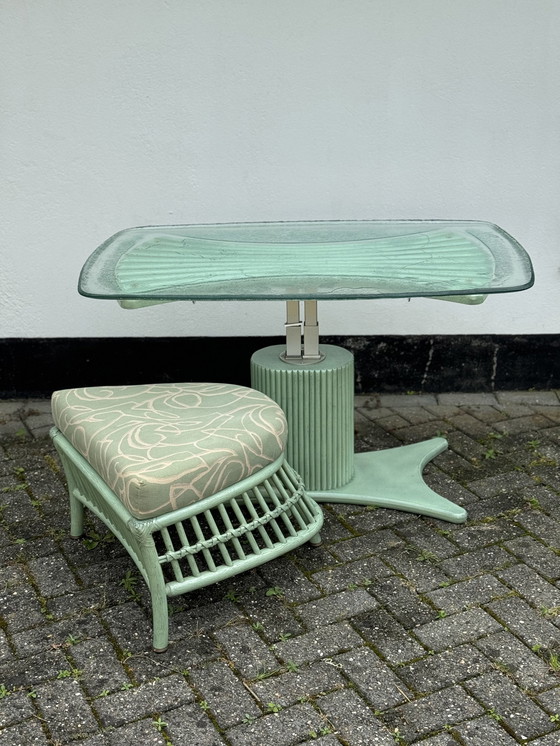 Image 1 of Table et tabouret réglables en bois vintage