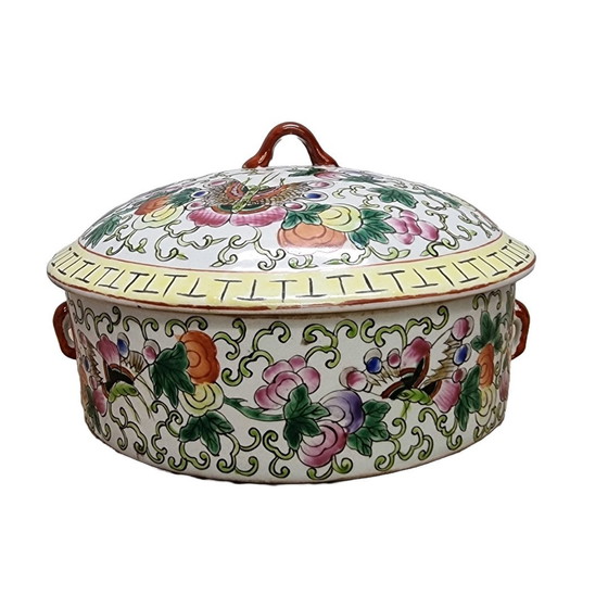 Image 1 of Tambour en porcelaine chinoise avec papillons Début du 20e siècle