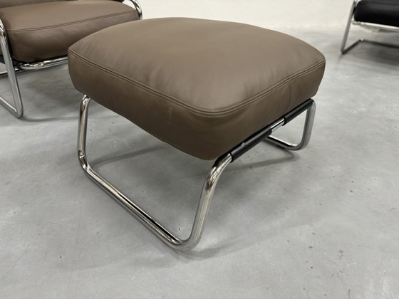 Image 1 of Gelderland 601 Mr Oberman Fauteuil et pouf en cuir