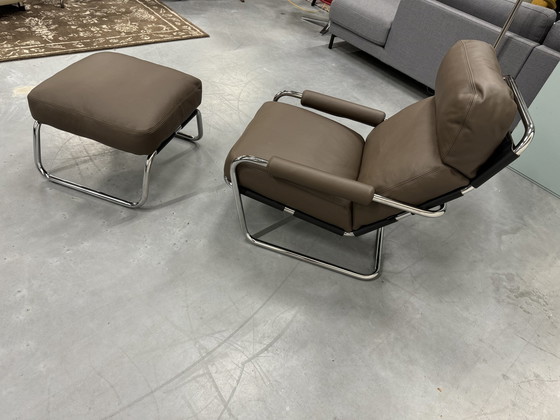 Image 1 of Gelderland 601 Mr Oberman Fauteuil et pouf en cuir