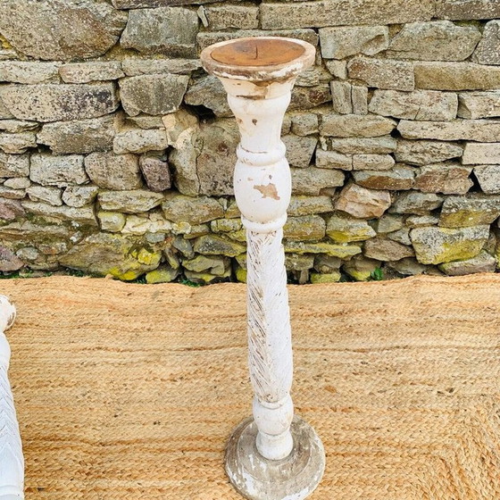 Image 1 of Paire de pique-bougies vintage en bois