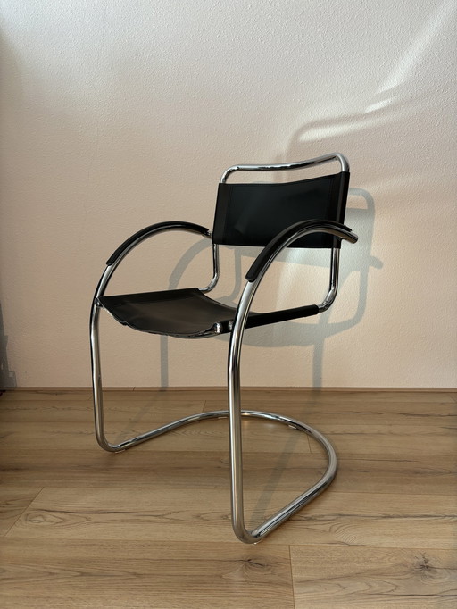 Chaise en cuir tubulaire Bauhaus