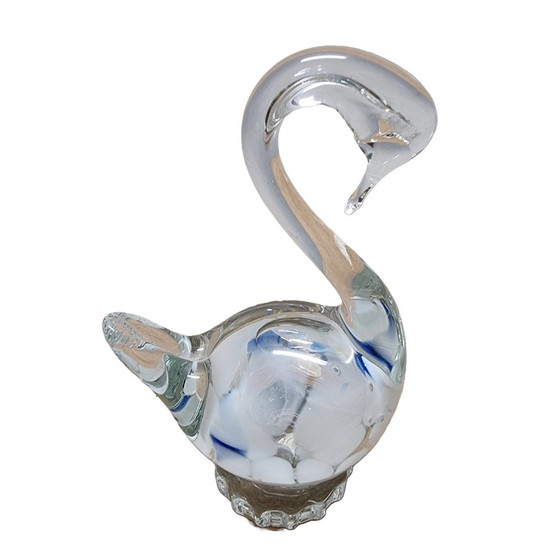 Image 1 of Cygne en verre vintage comme papier de presse, années 1990