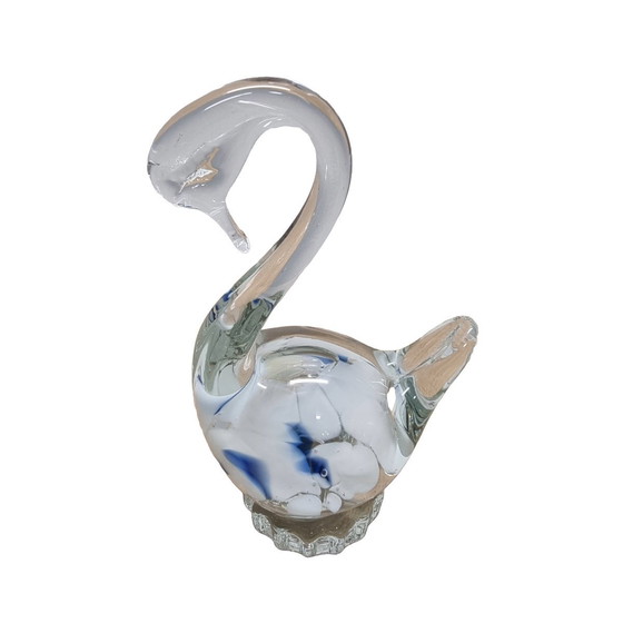 Image 1 of Cygne en verre vintage comme papier de presse, années 1990