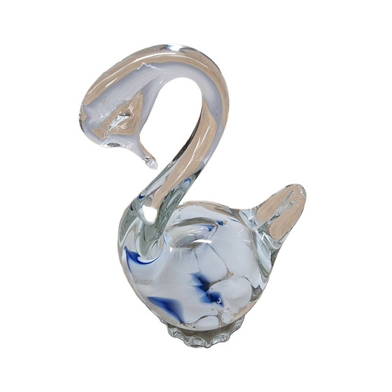 Image 1 of Cygne en verre vintage comme papier de presse, années 1990