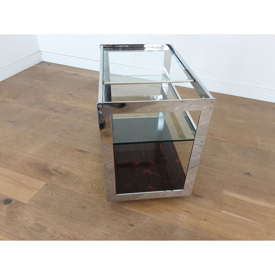 Image 1 of Chariot de bar vintage en palissandre et chrome "UK 1970" par Merrow Associates