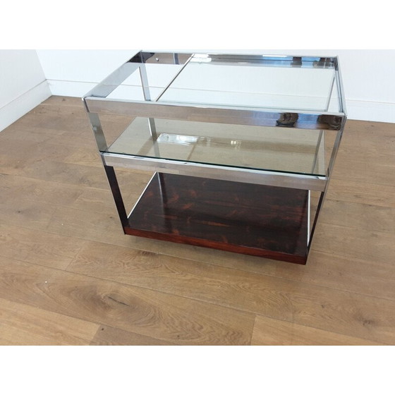 Image 1 of Chariot de bar vintage en palissandre et chrome "UK 1970" par Merrow Associates