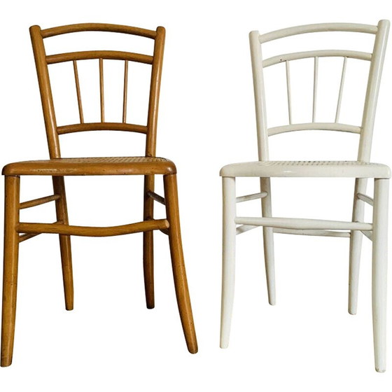 Image 1 of Paire de chaises cannées vintage dépareillées
