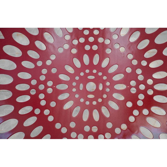 Image 1 of Applique carrée vintage en bois rouge et papier de riz, Italie 1980