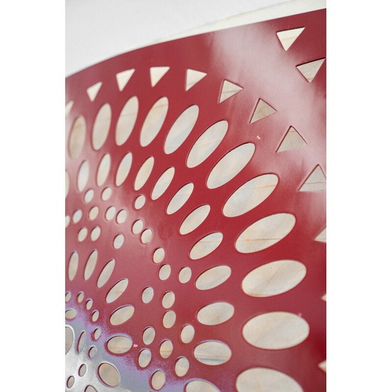 Image 1 of Applique carrée vintage en bois rouge et papier de riz, Italie 1980