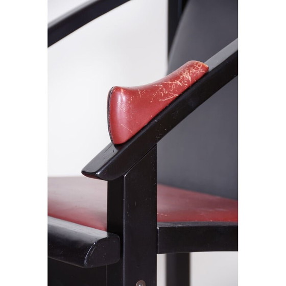 Image 1 of Fauteuil vintage en cuir noir et rouge, 1970