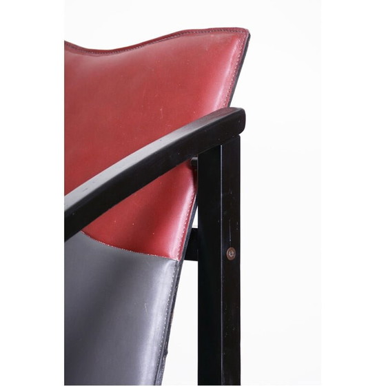 Image 1 of Fauteuil vintage en cuir noir et rouge, 1970