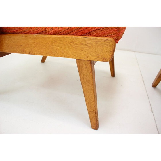 Image 1 of Paire de fauteuils vintage en tissu et bois, Tchèque 1960
