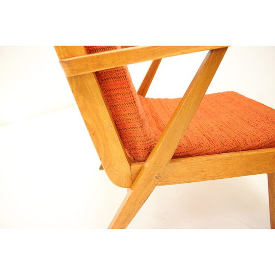 Image 1 of Paire de fauteuils vintage en tissu et bois, Tchèque 1960