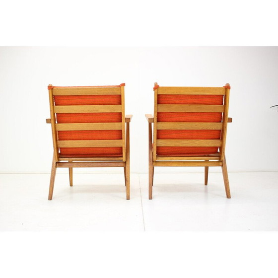 Image 1 of Paire de fauteuils vintage en tissu et bois, Tchèque 1960