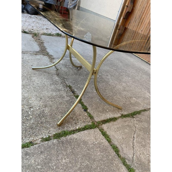 Image 1 of Table de salle à manger vintage en laiton et verre, Italie 1970