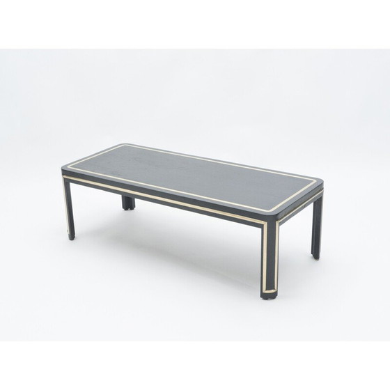 Image 1 of Table basse vintage Art déco en bois noir et laiton, 1940