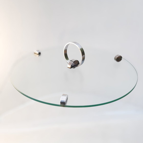 Image 1 of Plateau à fromage en verre au design vintage, plaqué argent, Ercuis France