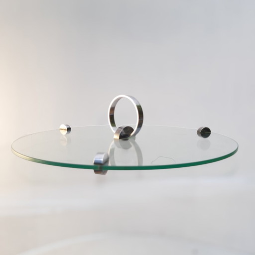 Plateau à fromage en verre au design vintage, plaqué argent, Ercuis France