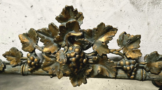 Image 1 of Grand Miroir Bois Et Stuc Patiné - Floral Époque 1900