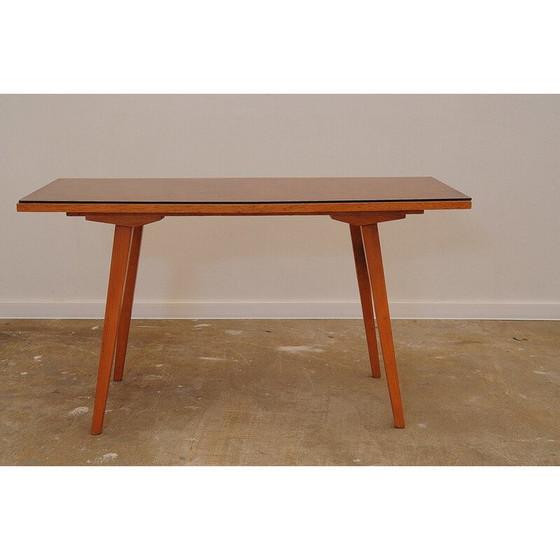 Image 1 of Table basse vintage en hêtre et verre par Tatra Nabytok, Tchécoslovaquie 1960