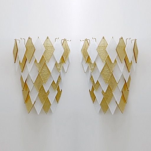 2 appliques en verre vintage