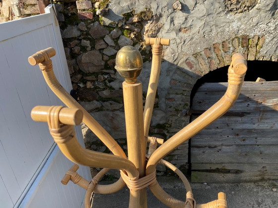 Image 1 of Porte Manteau Perroquet En Rotin Vintage 1970