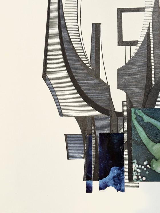 Image 1 of Œuvre d'art abstraite avec élément de collage - Eugene Eechaut (1928-2019)