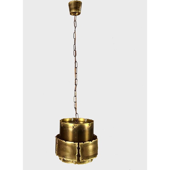 Image 1 of Ensemble de 3 lampes suspendues brutalistes vintage par Svend Aage pour Holm Sørensen, Danemark 1960