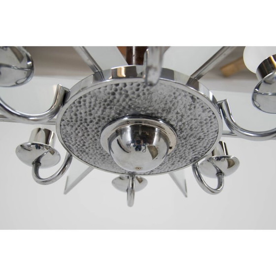 Image 1 of Lustre vintage art déco à 6 flammes chromées, 1940