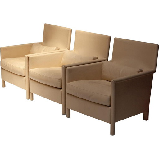 Fauteuil club Vivette vintage en cuir crème par Luca Meda, 1980