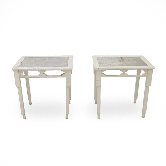 Image 1 of Paire de consoles vintage avec dessus en marbre, années 1930