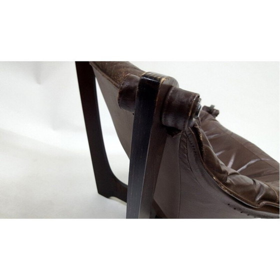 Image 1 of Chaise longue Luna vintage d'Odd Knutsen en cuir marron 1970