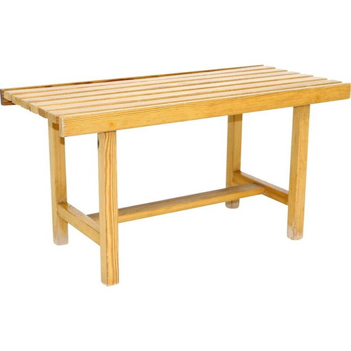 Banc vintage minimaliste en pin, Suède 1970