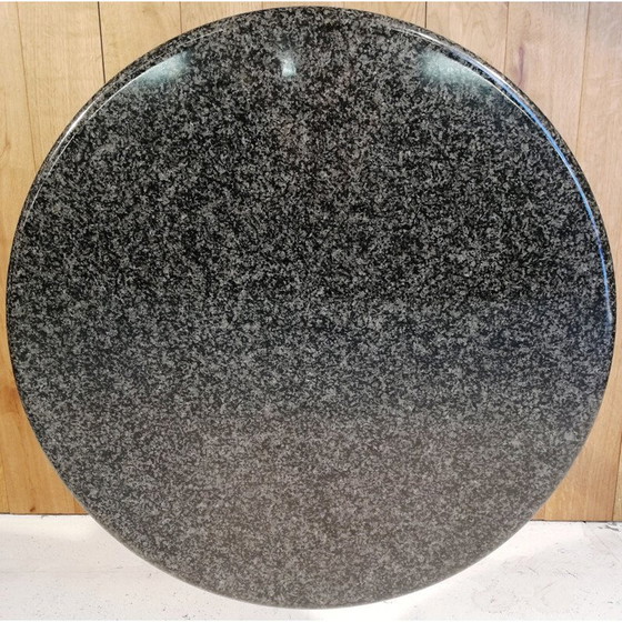 Image 1 of Guéridon hop vintage en granit noir et aluminium chromé par Wittmann