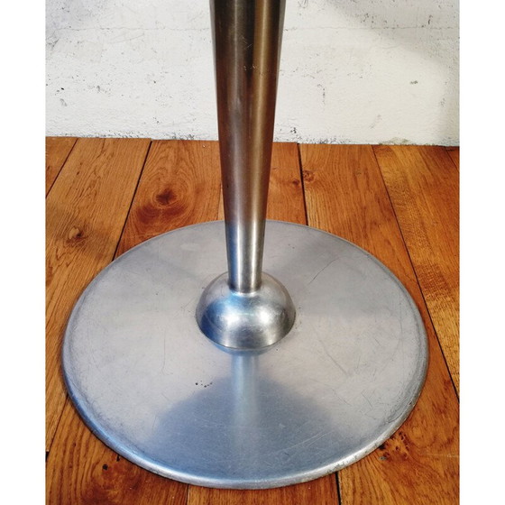 Image 1 of Guéridon hop vintage en granit noir et aluminium chromé par Wittmann