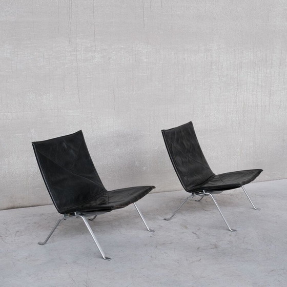 Image 1 of Paire de fauteuils en cuir du milieu du siècle par Poul Kjærholm pour E. Kold Christensen, Danemark 1956