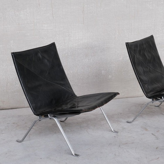 Image 1 of Paire de fauteuils en cuir du milieu du siècle par Poul Kjærholm pour E. Kold Christensen, Danemark 1956