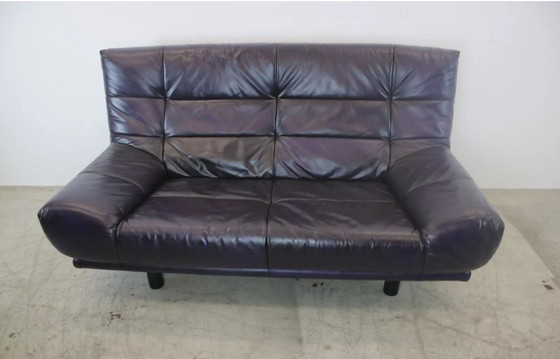Image 1 of Rolf Benz Canapé Bmp Violet foncé Noir Designer Canapé en cuir véritable