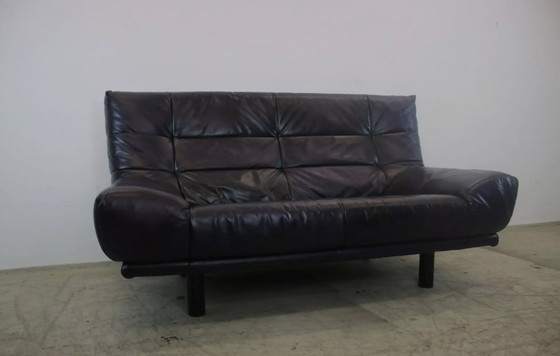 Image 1 of Rolf Benz Canapé Bmp Violet foncé Noir Designer Canapé en cuir véritable