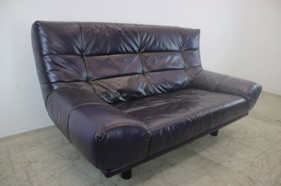 Image 1 of Rolf Benz Canapé Bmp Violet foncé Noir Designer Canapé en cuir véritable